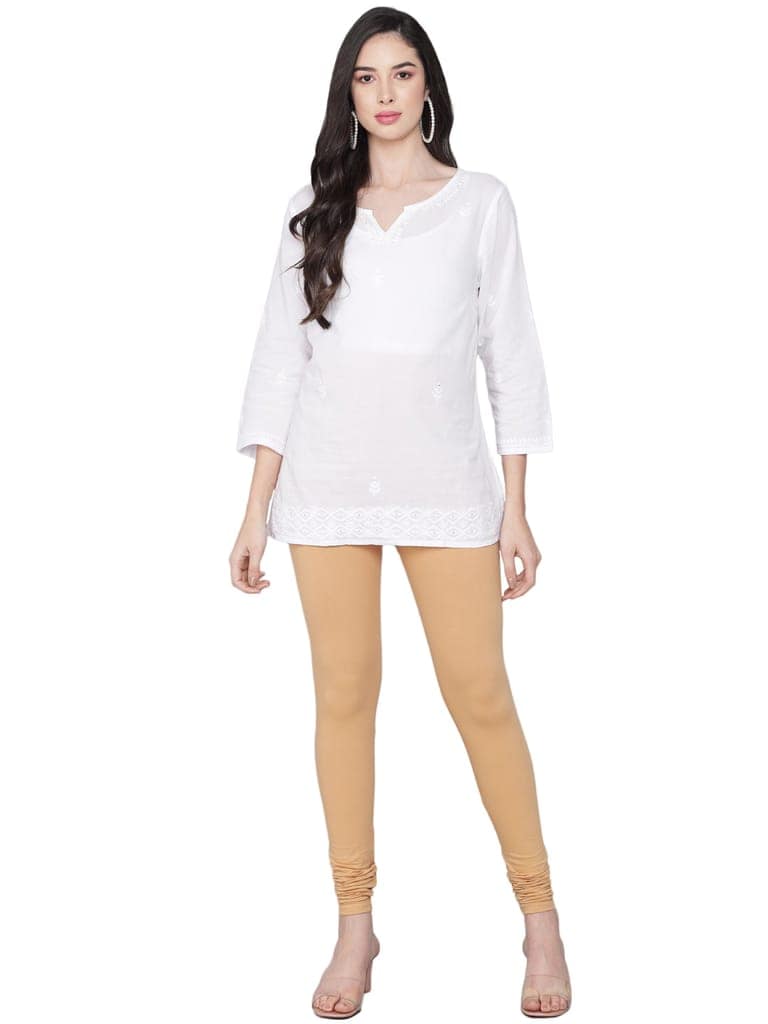 SOFT COLORS Women's Skinny Fit Ethnic Wear Churidar Leggings (Beige)