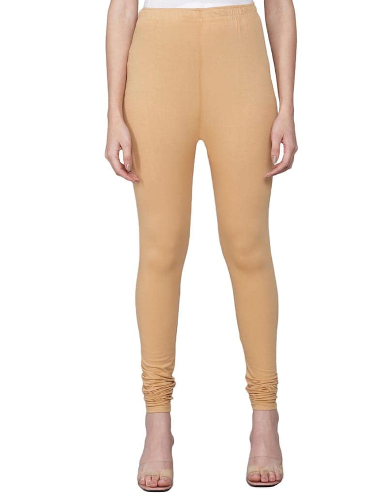 SOFT COLORS Women's Skinny Fit Ethnic Wear Churidar Leggings (Beige) view 4