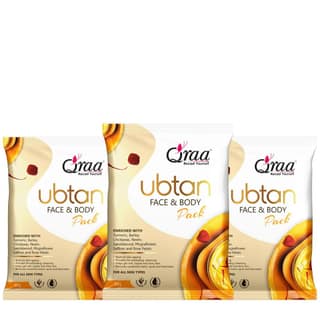 Qraa Ubtan Face Pack for Glow & Skin Brightening, Made with Turmeric, Chickpea & Rose Petal 50g - Pack of 3
