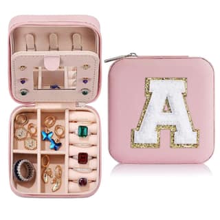 Parima PU Leather Jewelry Case for Teen Girls, Pink Travel Organizer with Mirror
