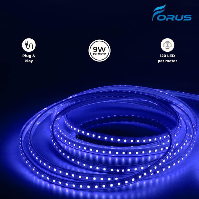 Forus LED Rope Strip Light 5 Meters 1 Year Warranty, Outdoor Waterproof Decorative Cove Lights for Ceiling, Balcony, Home Decor, Interior Decoration, Flexible Rope Light for Diwali, Christmas & New Year -Blue view 2