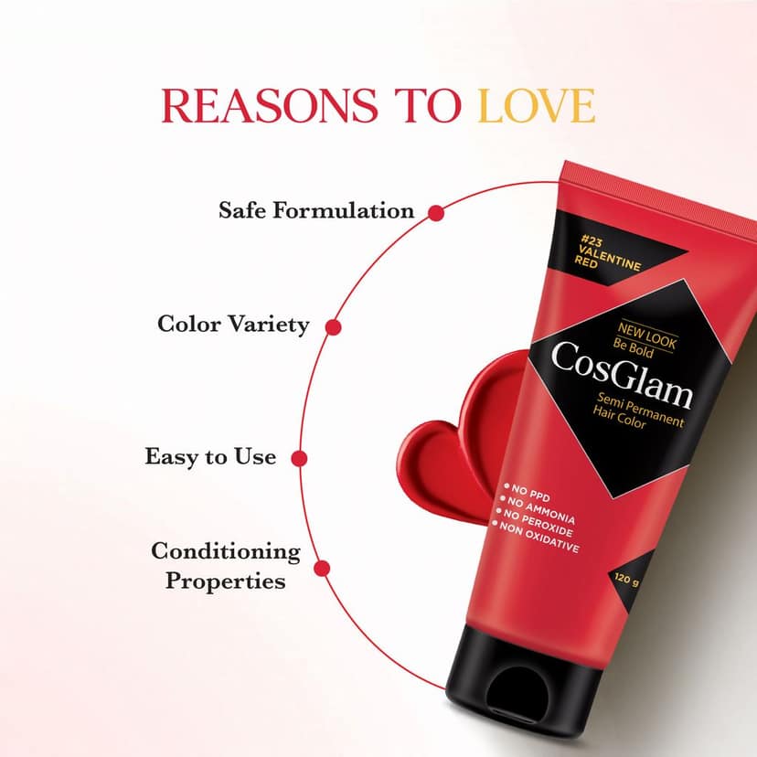 COSGLAM Semi Permanent Hair Color Valentine Red 120g and Hair Highlighter Kit 115g, Highlights Hair Dye view 3