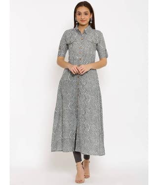 NeshamaKurti - Grey Rayon Women's Front Slit Kurti ( Pack of 1 )