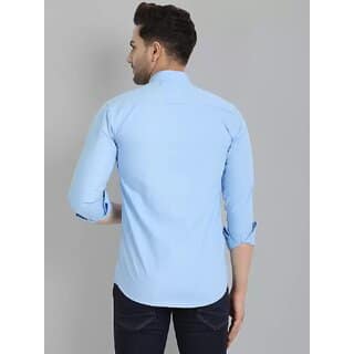 (Pack of 1) Baleshwar Mens Casual Shirt Slim Fit, Blue, Comfortable Cotton Blend view 2
