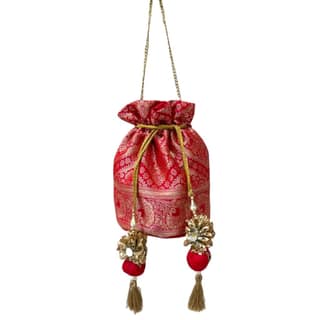 ART BY CHAITASI Embellished Designer Potli Bag with Protective Box, Handbag, Wristlets, Clutch for Women, Girls with Handmade Embroidery, Sequin, Beads Work for Parties, Weddings
