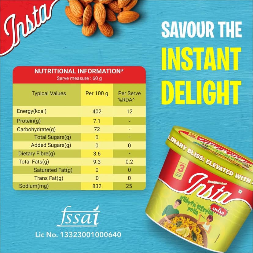 INSTA AHAAR Ready-to-Eat Cuppa Poha, Instant Healthy High Energy Breakfast and Snack view 6