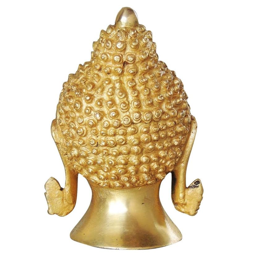 Brass Buddha Head Statue - Artistic Home Decor Showpiece, Height : 5.8 Inch (BSMAS1029 B) view 3