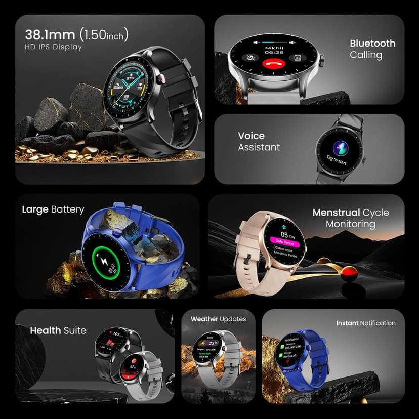 CELLECOR E2 Hype 1.50" (38.1mm) HD IPS Display Smart Watch, 500 Nits, 60Hz Refresh Rate, Bluetooth Calling, AI generated Watch Faces, 100+ Sports Modes, Health Suite, Voice Assistance (Black ) view 9