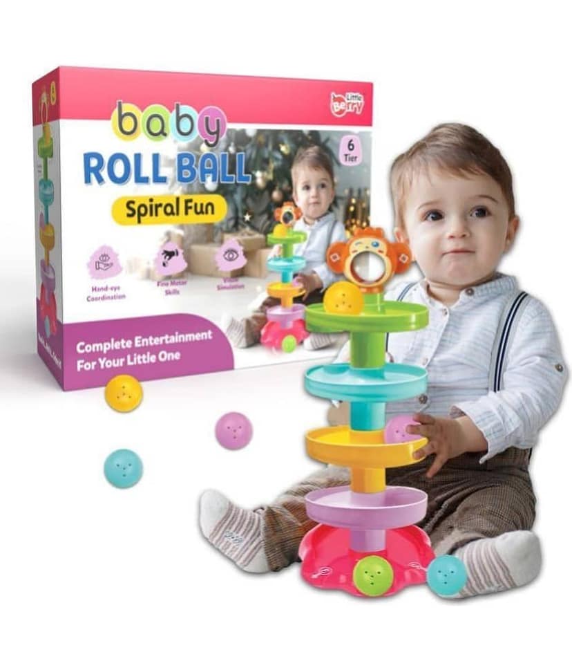 Little Berry 5 Layer Roll Ball Tower for Toddlers & Kids - Ball Drop & Roll Swirling Tower for Baby - Baby & Toddlers Learning and Education Brain Development Toy - Activity Toys for Kids, Boys, Girls - Monkey Toys - Best Gift for Children (Multicolour)