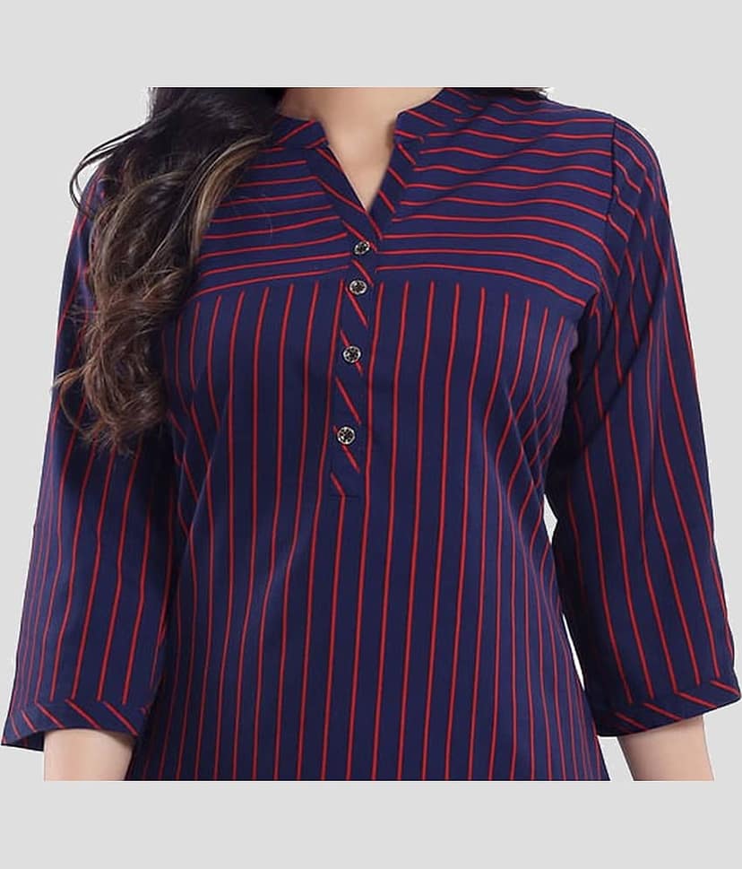 Meher Impex - Navy Blue Crepe Women's A-Line Top ( Pack of 1 ) view 2