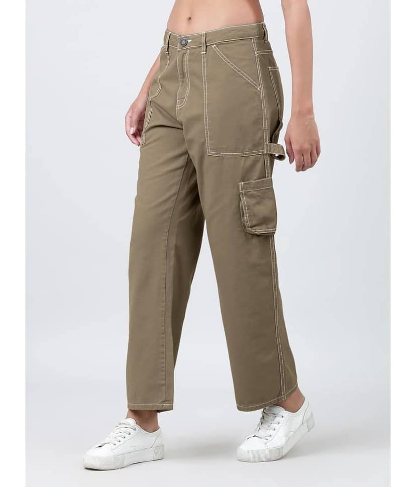 Bene Kleed Women Straight Fit Carpenter Style Trouser with Contrast Stitch view 3