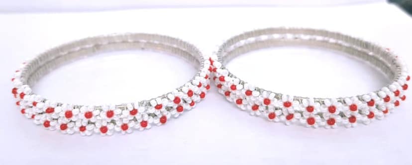FSH White And Red Flowers Bangles Piece 4 view 2