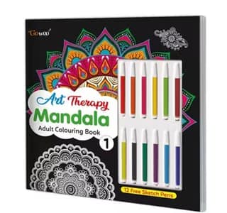 Mandala Adult Coloring Book Kit with 12 Sketch Pens – Stress Relief Art Therapy Workbook for Relaxation & Creativity