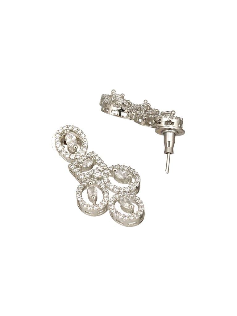 Rhodium Cubic Zircon Studded Contemporary Minimal Necklace Jewellery Set view 7