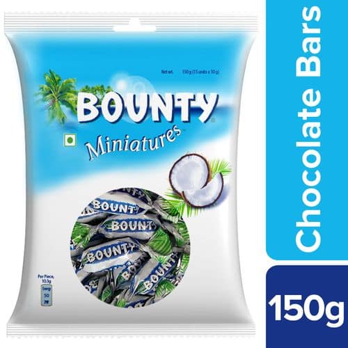 Bounty Miniatures - Coconut Chocolate Bar, 130 gm Pouch