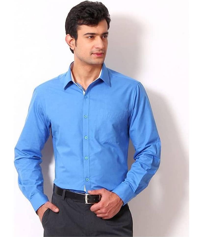 Makhanchor - Blue Cotton Slim Fit Men's Formal Shirt (Pack of 1)