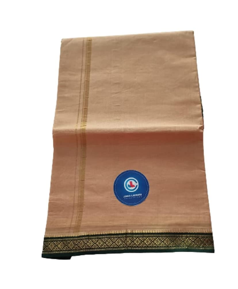 Jinka Lakshmi Collections 100% Handloom Cotton Dhoti With Border Up and Down 4 Meters Unstitched Pack of 2 (Multicolor-6) view 5