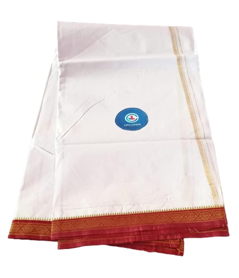 Jinka Lakshmi Collections 100% Handloom Cotton Dhoti With Border Up and Down 4 Meters Unstitched Pack of 2 (Multicolor-6) view 9