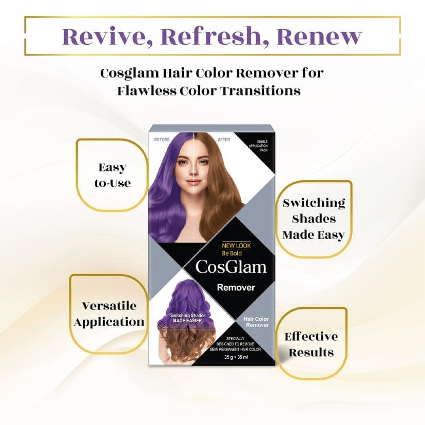 COSGLAM Combo Pack, Semi Permanent Hair Color Sunshine Yellow 120g, Hair Highlighter Kit 115g & Hair Color Remover 70ml view 9