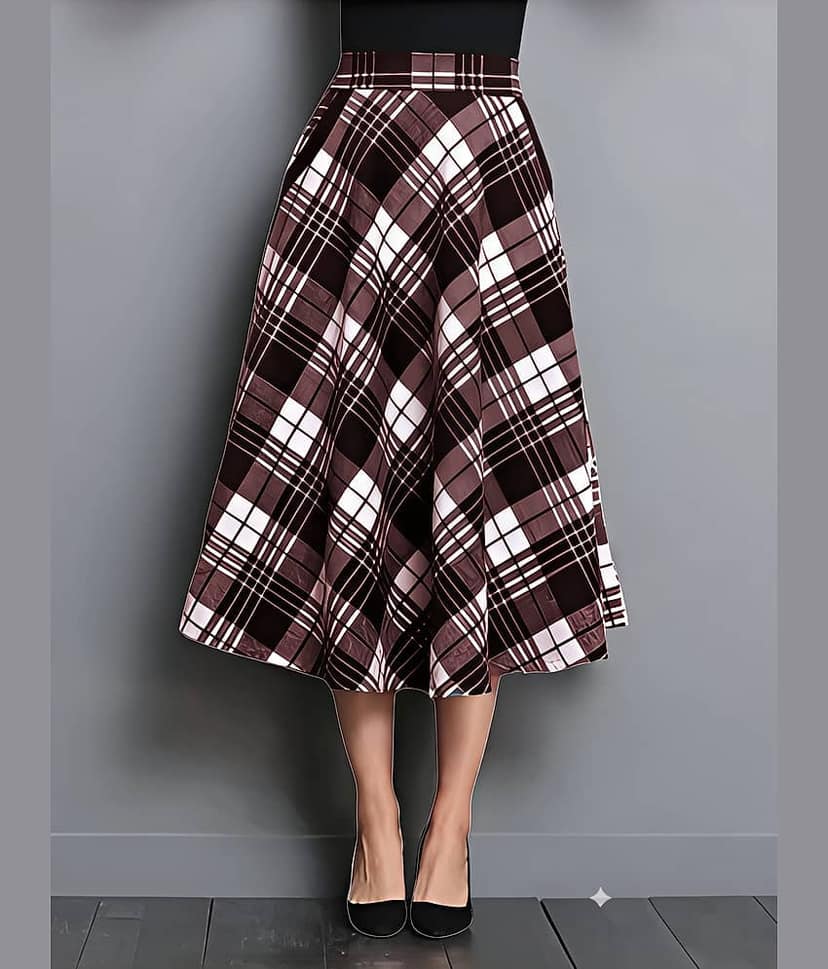 ZELZIS Maroon Cotton Women's Flared Skirt ( Pack of 1 ) view 2