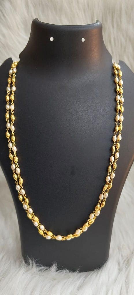 Gold Plated Pearl Beaded Chain for Women view 4