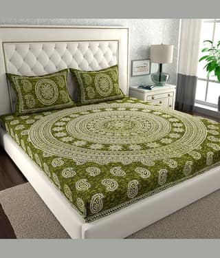 ABHACLOTHO Cotton 1 Double Bedsheet with 2 Pillow Covers ( Brown )