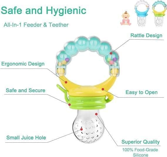 Penio Soft Fruit Shape Silicone Teethers for Babies, Grapes & Orange Combo view 4
