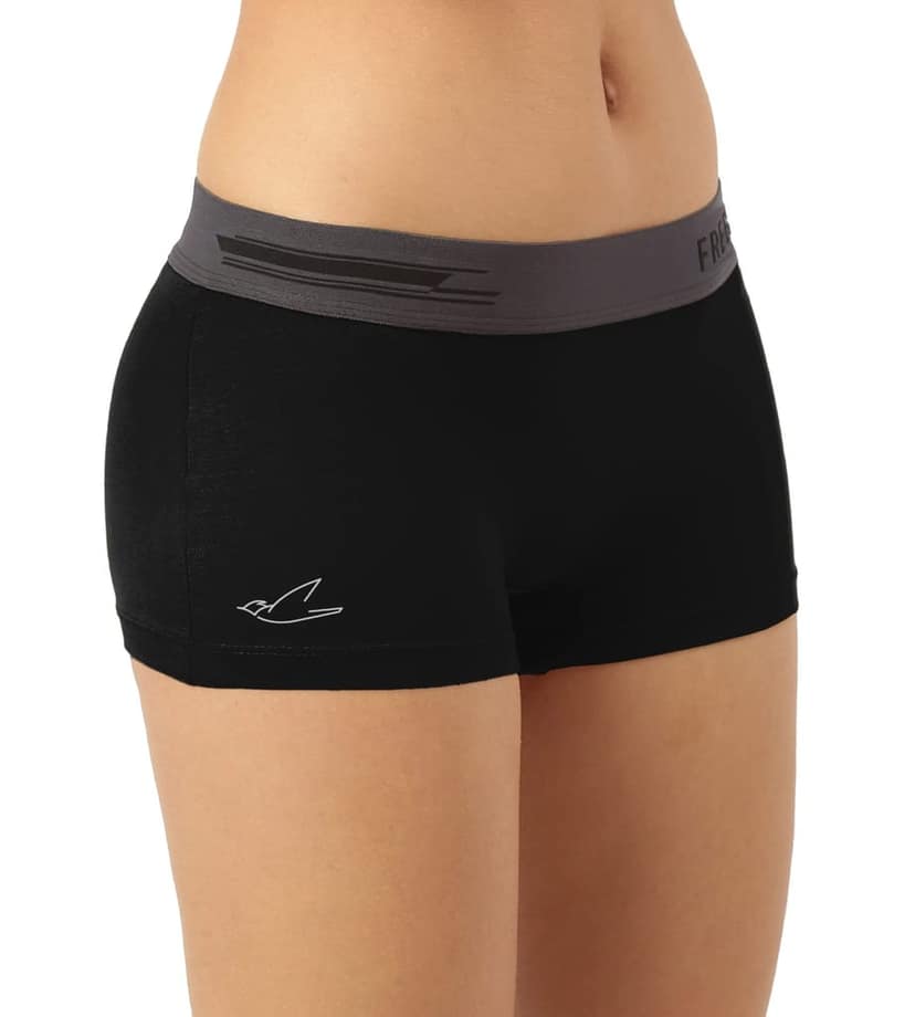 Freecultr Women's Underwear Antibacterial Micromodal Airsoft | Boy Short - Non-Itch, No Chafing, Sweat-Proof Comfort Pack of 1-Pot Black view 3