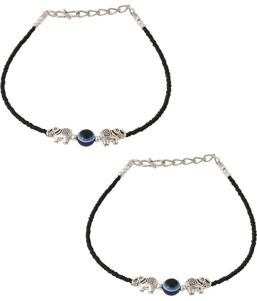 VIRAASI - Black Anklets ( Pack of 1 )