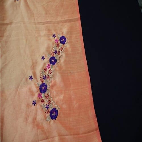 Golden Yellow Silk Saree with Bird Embroidery view 4