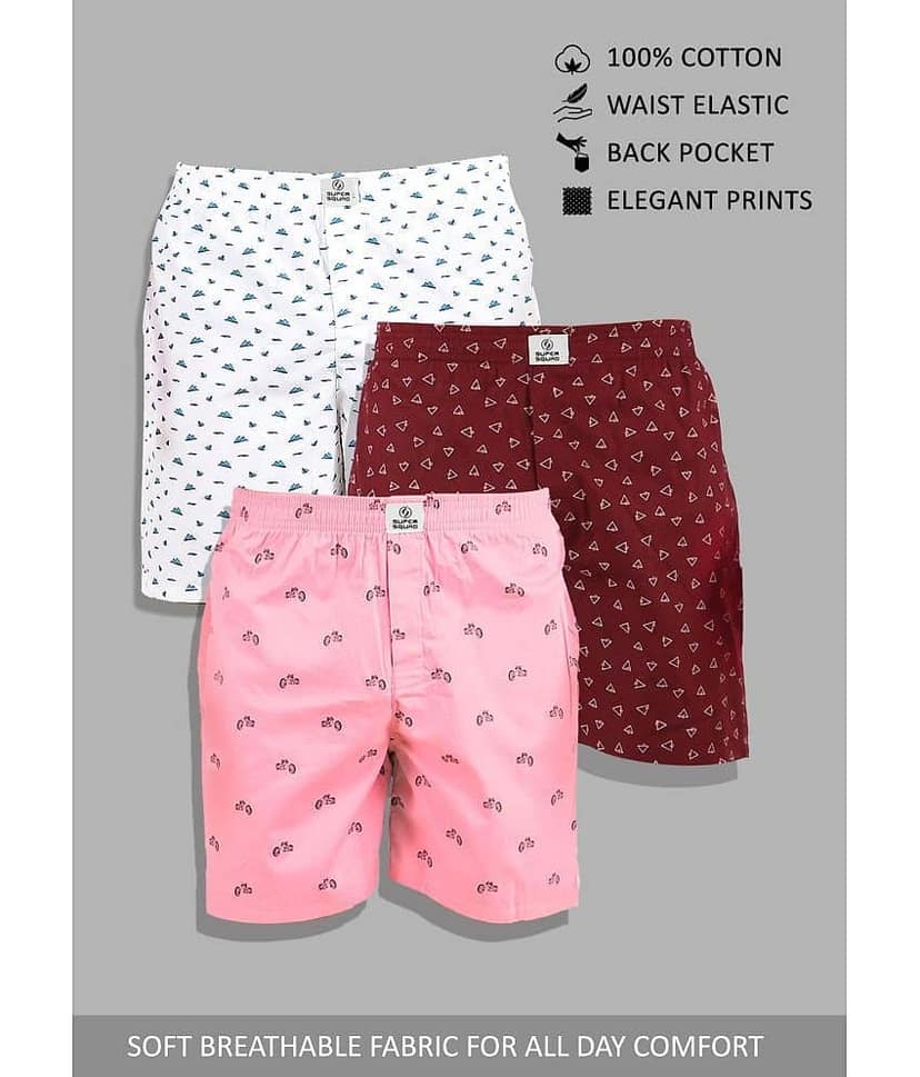 Supersquad Pack of 3 Cotton Boxers For Men's ( Assorted 5 )