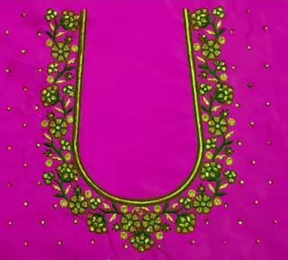 Rose Pink embroidered blouse - Un Stiched Blouse - 1 Meter