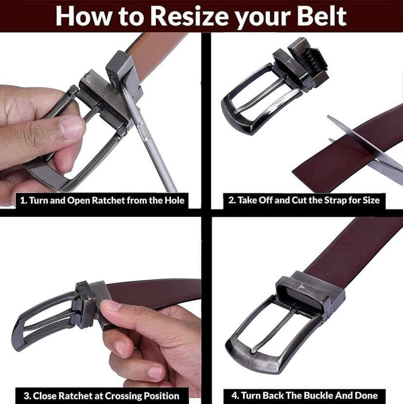 SWHF Men's Formal Leather Belt Reversible Black & Brown Pure High Quality Leather view 8
