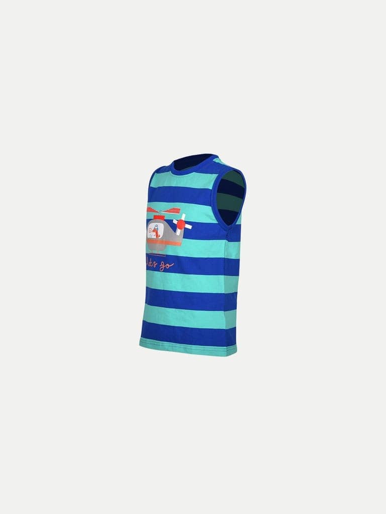 Teen Boys Green/Blue Striper Tanktop view 2