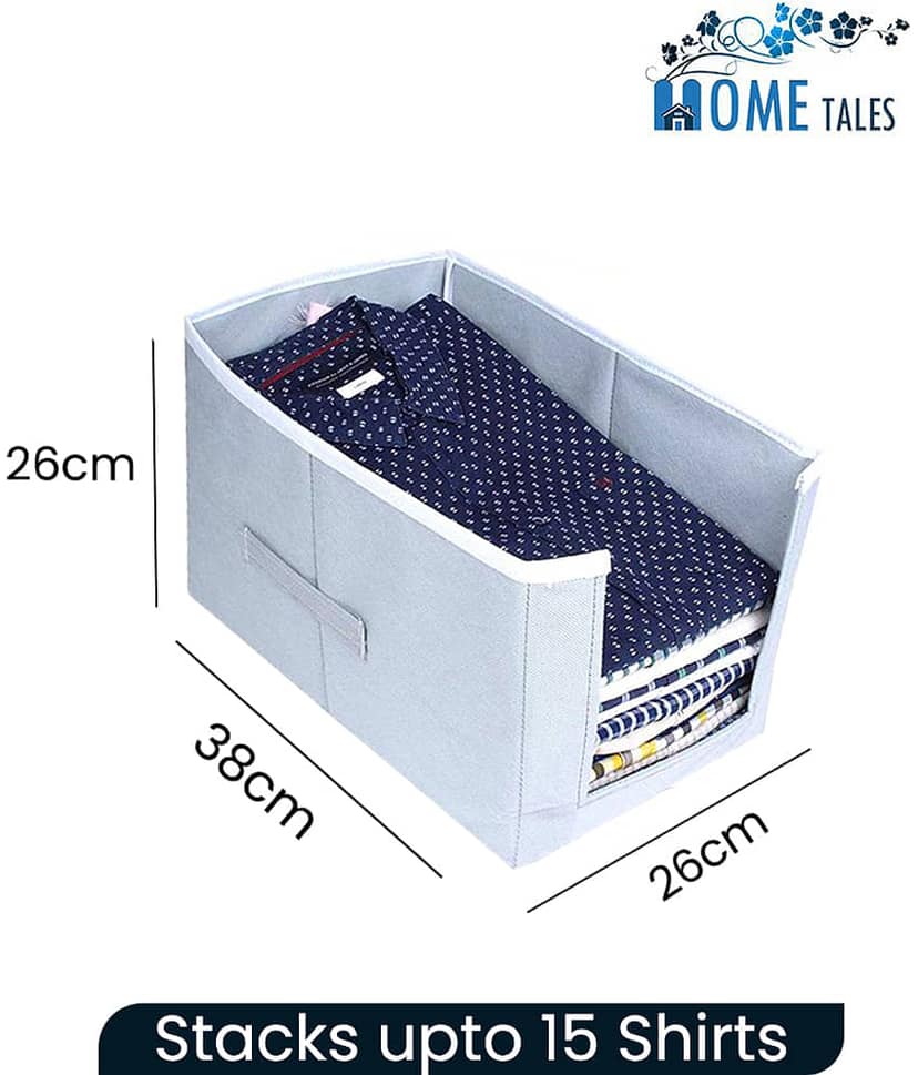Non-Woven Shirt Stacker & Cloth Organizer,Grey ( Pack of 9) view 2