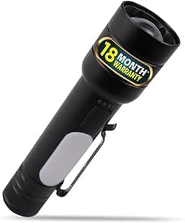 IBELL FL8375S Rechargeable Torch, Powerbank Function, Aircraft Aluminum Body, Telescopic Zoom, Water Resistant Flashlight with Multiple Light Modes (Black) LED