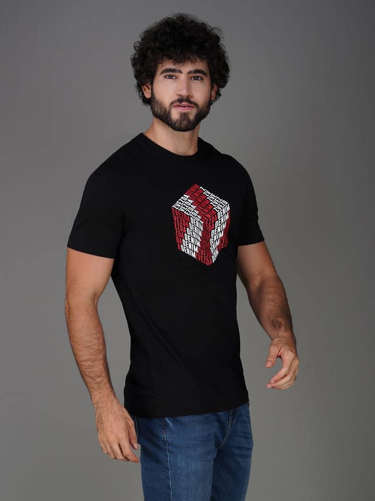 Men’s Branded Pure Cotton Tee Black view 3