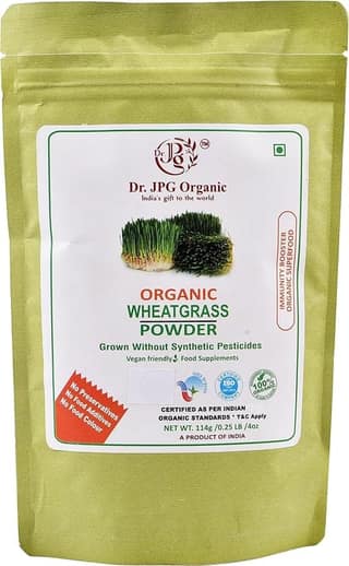 Dr. JPG Organic herbals wheatgrass Powder | INDIA ORGANIC Certified | (114g Pack Of 1)
