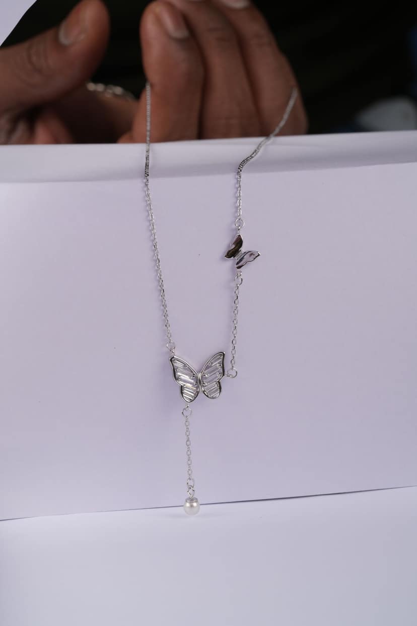LAMA'A 925 Silver Chain Pendant Butterfly Tassel view 3