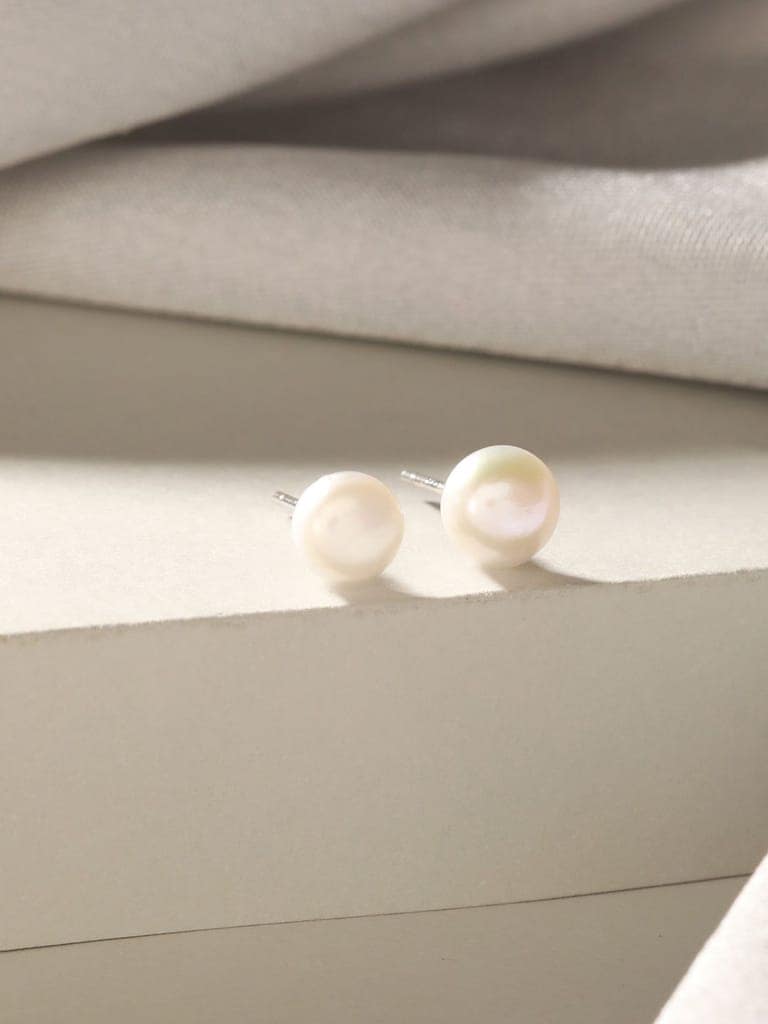 925 Sterling Silver Pearl Studded Minimal Officewear Studds Earrings
