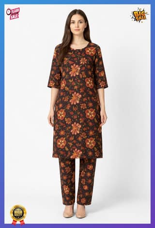 Women Cotton Printed Straight Kurti Pant Set | Floral Printed Kurta with Pant | Casual Daily Wear Ethnic Kurti Set for Women