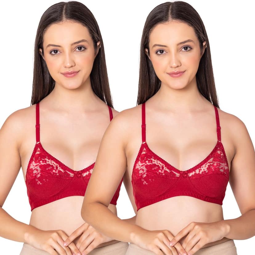 Bodycare polycotton wirefree adjustable straps designer net cup non padded bra-1535BB
