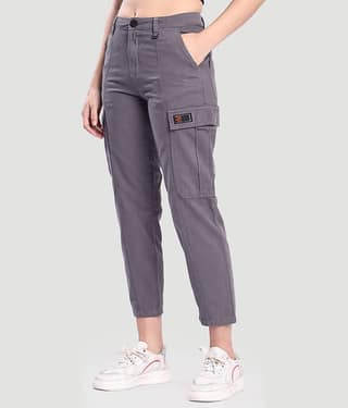 Bene Kleed Women Cotton Cargos Trousers ( Grey )