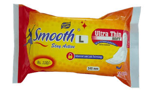 Smooth Ultra Thin Soft Sanitary Pads with Wings L - 240mm, 12 Pcs
