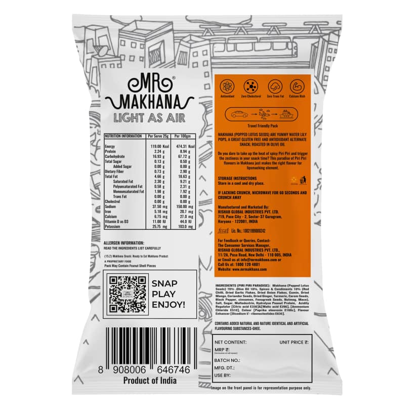 Mr Makhana Piri Piri Paradise Roasted Makhana 21 g Healthy Snack Pack of 2 view 2