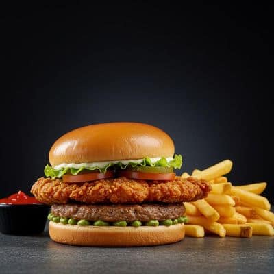 Chicken Patty Burger + Fries
