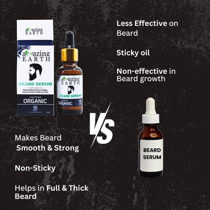 AMAzing EARTH Certified Organic Beard Serum for Men - 100% Natural with Olive, Argan & Apricot Oil & Grapeseed Extract, Shiny Beard Hair Growth, Sulphates & Parabens Free, Vegan & Cruelty Free - 30ml view 8
