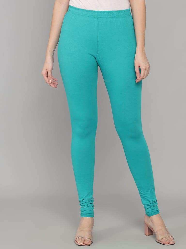 SOFT COLORS Women's Skinny Fit Ethnic Wear Churidar Leggings (Rama Green) view 8