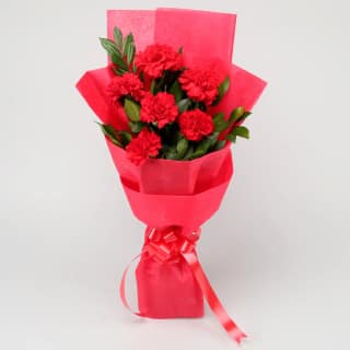 Captivating 6 Red Carnations Bunch For Valentine's Day Gift