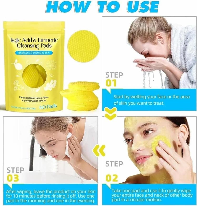 Kojic Acid & Turmeric Cleansing Pads for Enhanced Glow & Improved Texture - 60 Count view 2